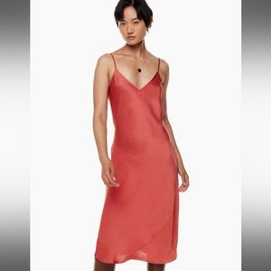 Aritzia Only Slip Satin Midi Dress